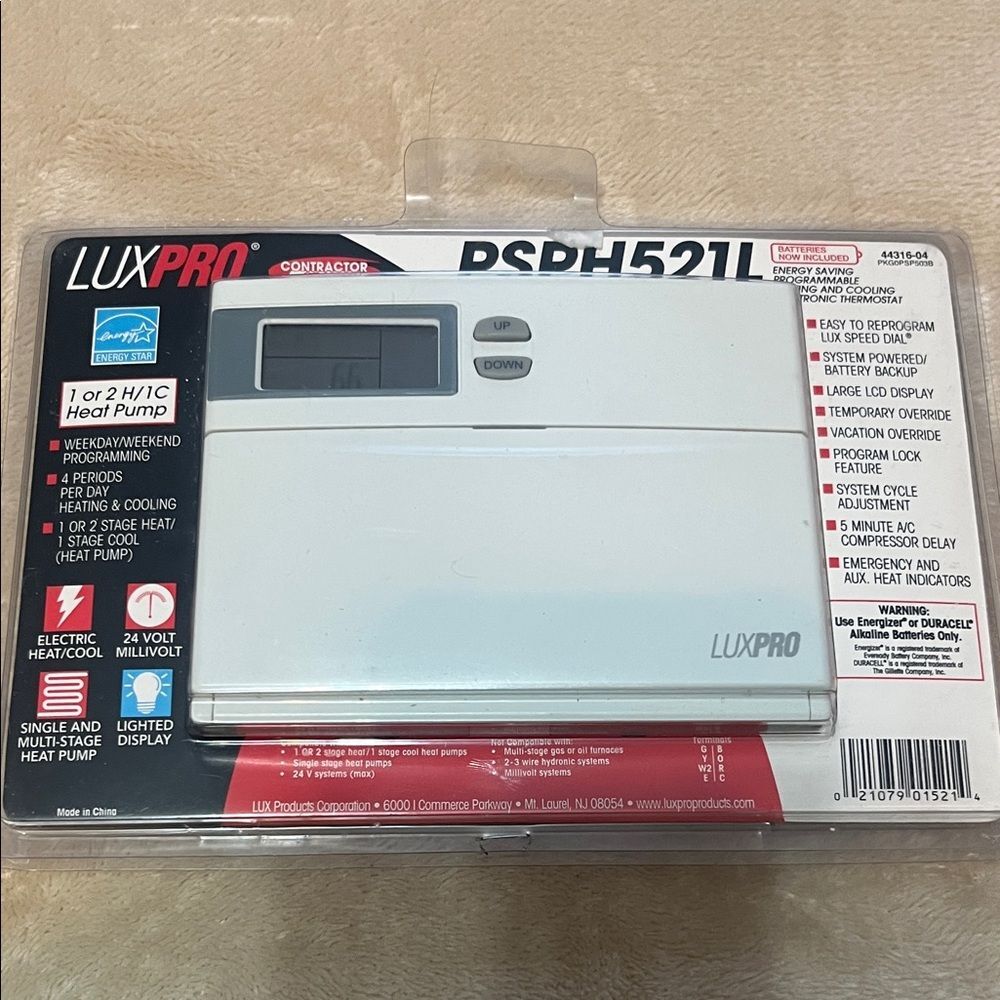 LUXPRO PSPH521L 1 or 2 H/1C Heat Pump Electronic Thermostat NEW Open Box